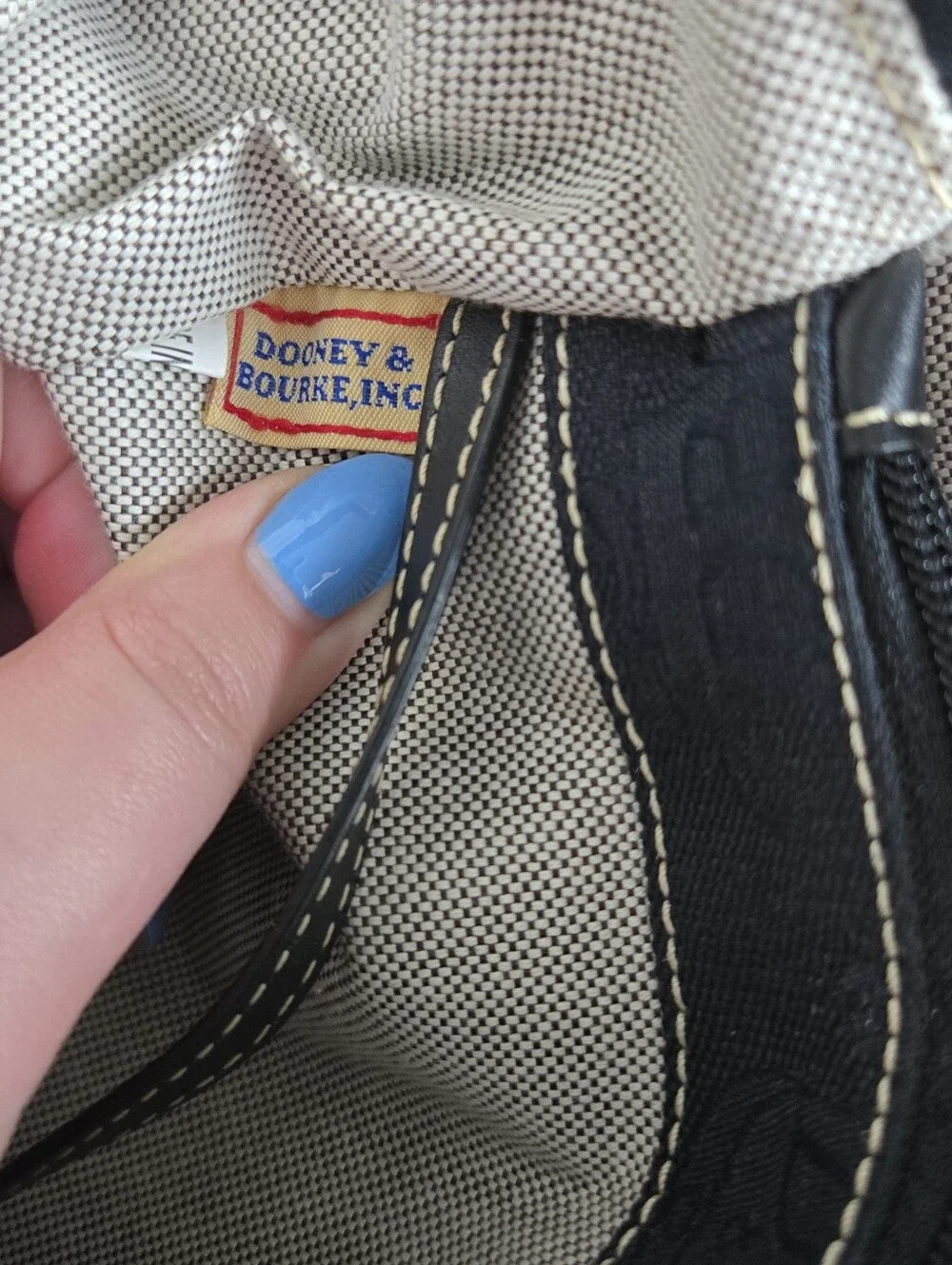 Dooney & Bourke Charcoal and Black Monogram Tote Travel Plane Work Trip Iconic